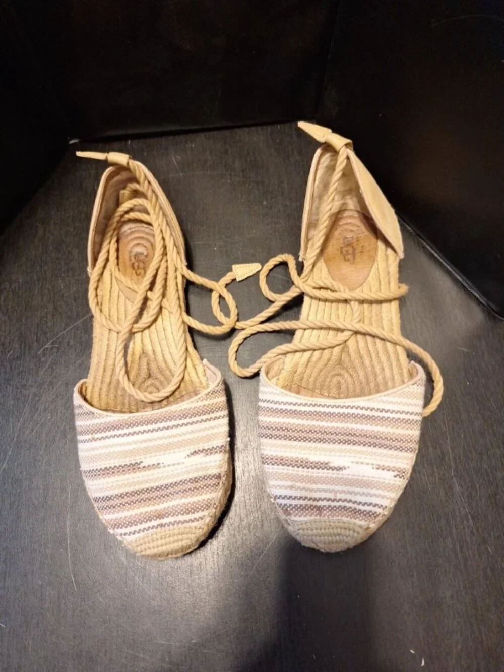 UGG Women’s Libbi Serape Espadrille Sandals Chestnut Striped Platform Shoes
